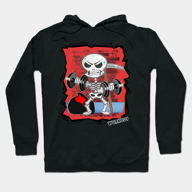 14 Workout Skeleton Skull Bones Hoodie by ChuyDoesArt